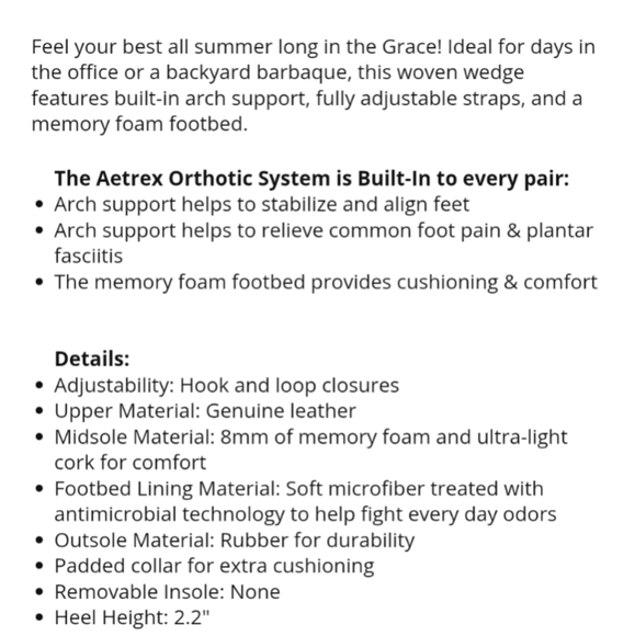 AETREX Grace NIB Taupe Wedge Sandyals Arch Support Memory Foam Adjustable Straps - Picture 15 of 15